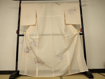 平和屋着物＊夏物 訪問着 絽 吉祥花文 銀彩 正絹 逸品 AABC6898jd