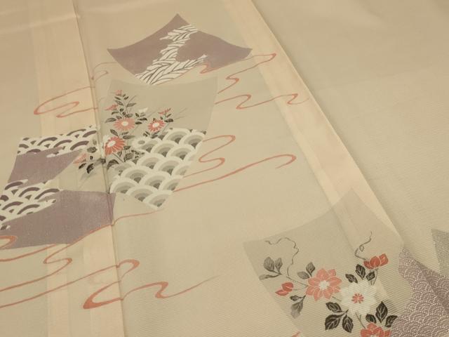 平和屋着物＊夏物 訪問着 絽 吉祥花文 銀彩 正絹 逸品 AABC6898jd