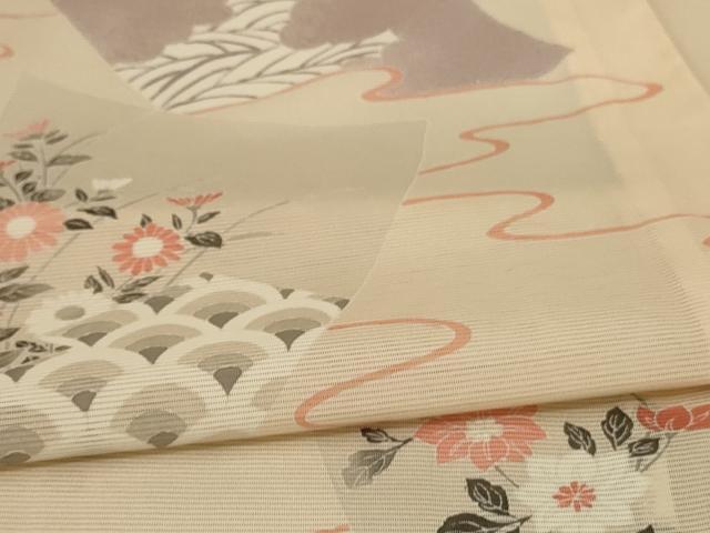 平和屋着物＊夏物 訪問着 絽 吉祥花文 銀彩 正絹 逸品 AABC6898jd