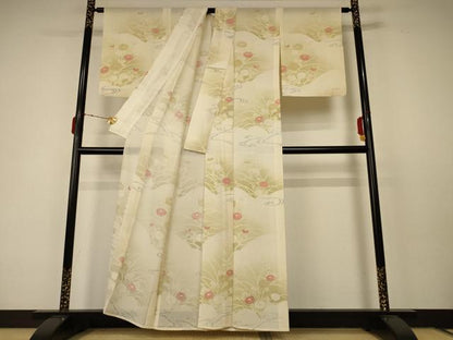 平和屋着物＊夏物 訪問着 絽 手描き 流水草花文 正絹 逸品 AABC6899jd