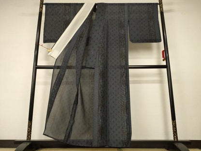 平和屋着物＊夏物 本場大島紬 夏大島 麻の葉文様 正絹 逸品 未使用 AABC6901jd
