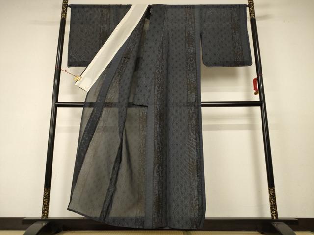 平和屋着物＊夏物 本場大島紬 夏大島 麻の葉文様 正絹 逸品 未使用 AABC6901jd