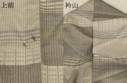 平和屋着物▽上質な紬 単衣 格子 正絹 逸品 AABC6902jd