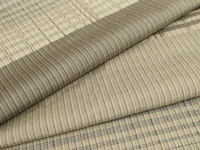 平和屋着物▽上質な紬 単衣 格子 正絹 逸品 AABC6902jd