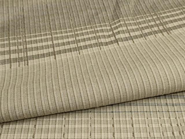 平和屋着物▽上質な紬 単衣 格子 正絹 逸品 AABC6902jd