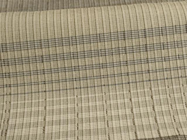 平和屋着物▽上質な紬 単衣 格子 正絹 逸品 AABC6902jd