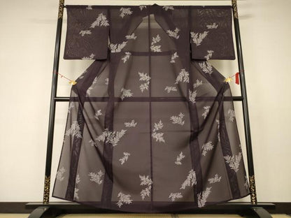 平和屋着物＊夏物 小紋 絽 枝葉文 正絹 逸品 AABC6904jd
