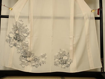 平和屋着物＊夏物 訪問着 絽 草花文 銀彩 正絹 逸品 AABC6912jd