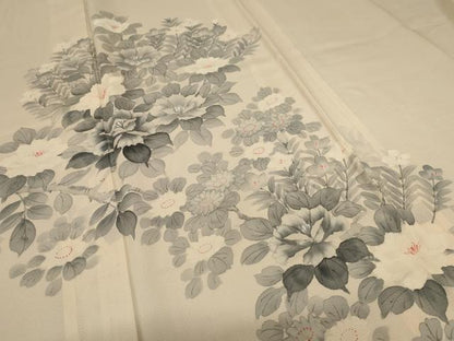 平和屋着物＊夏物 訪問着 絽 草花文 銀彩 正絹 逸品 AABC6912jd