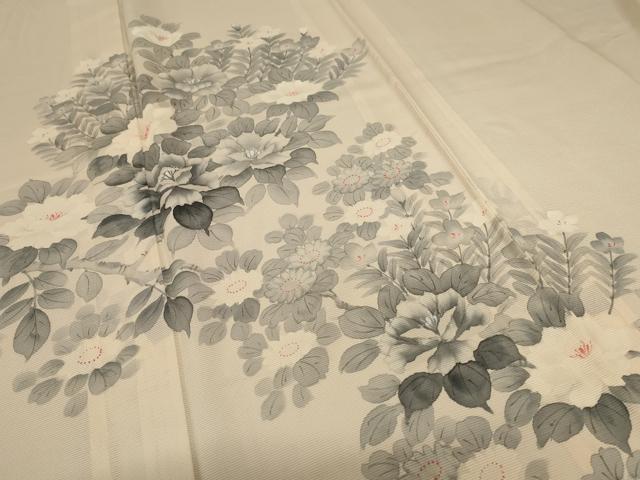 平和屋着物＊夏物 訪問着 絽 草花文 銀彩 正絹 逸品 AABC6912jd