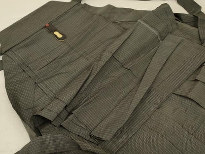 平和屋着物＊夏物 男性 行灯袴 縞 正絹 逸品 AABC6913jd