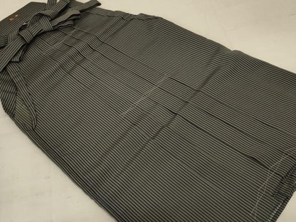 平和屋着物＊夏物 男性 行灯袴 縞 正絹 逸品 AABC6914jd