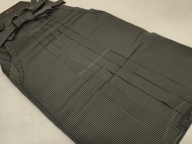 平和屋着物＊夏物 男性 行灯袴 縞 正絹 逸品 AABC6914jd