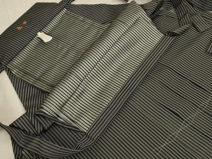 平和屋着物＊夏物 男性 行灯袴 縞 正絹 逸品 AABC6914jd