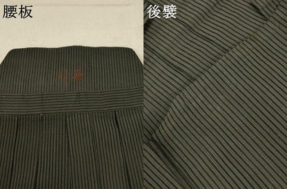 平和屋着物＊夏物 男性 行灯袴 縞 正絹 逸品 AABC6916jd