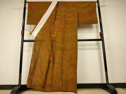 平和屋着物＊夏物 小紋 紗 縞 正絹 逸品 AABC6917jd