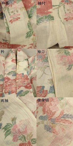 平和屋着物＊夏物 小千谷ちぢみ 花鳥文 麻 逸品 AABC6920jd