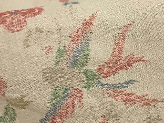 平和屋着物＊夏物 小千谷ちぢみ 花鳥文 麻 逸品 AABC6920jd