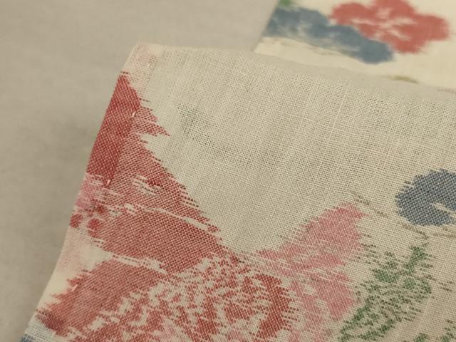 平和屋着物＊夏物 小千谷ちぢみ 花鳥文 麻 逸品 AABC6920jd