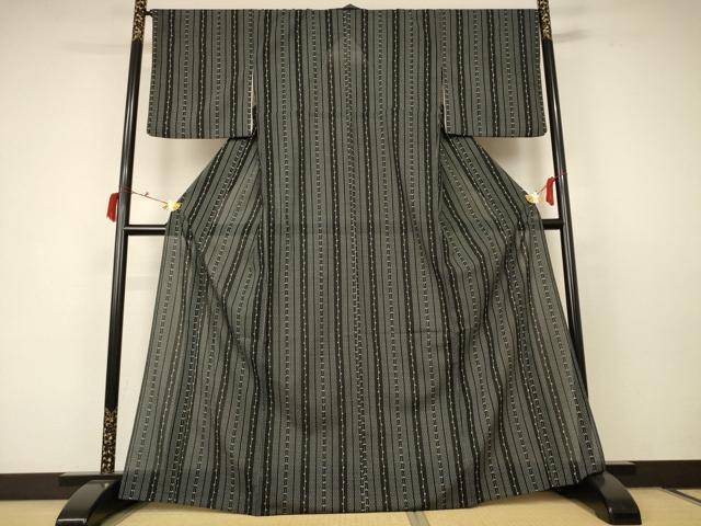 平和屋着物＊夏物 小紋 絽 枝葉間道 洗える着物 AABC6921jd