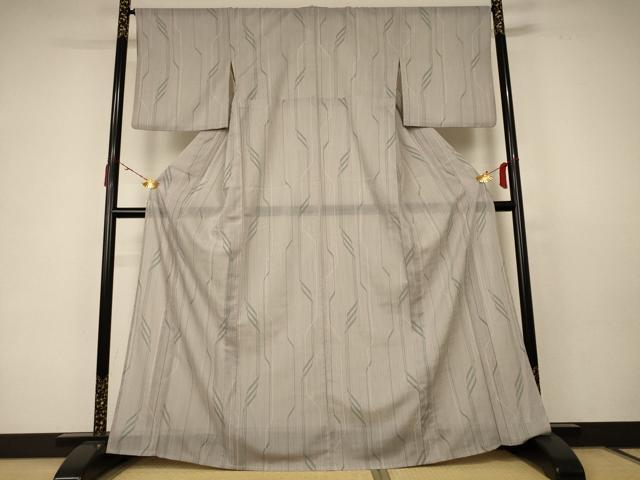 平和屋着物＊夏物　小紋　紗　幾何学文様　洗える着物　AABC6922jd