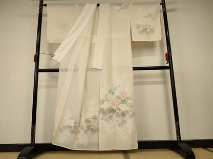 平和屋着物＊夏物 訪問着 絽 草花文 正絹 逸品 AABC6923jd