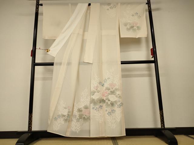 平和屋着物＊夏物 訪問着 絽 草花文 正絹 逸品 AABC6923jd