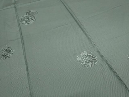 平和屋着物＊夏物 無地絵羽訪問着 絽 中国三大刺繍 汕頭刺繍 スワトウ刺繍 深川鼠色 正絹 逸品 AABC6924jd