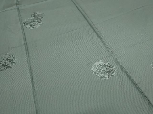 平和屋着物＊夏物 無地絵羽訪問着 絽 中国三大刺繍 汕頭刺繍 スワトウ刺繍 深川鼠色 正絹 逸品 AABC6924jd