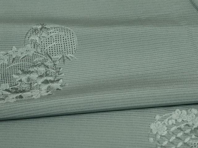 平和屋着物＊夏物 無地絵羽訪問着 絽 中国三大刺繍 汕頭刺繍 スワトウ刺繍 深川鼠色 正絹 逸品 AABC6924jd