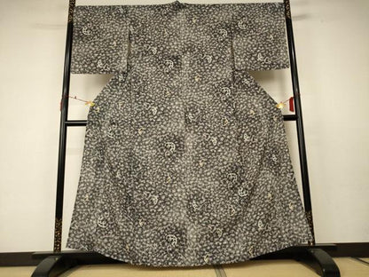 平和屋着物＊夏物 小紋 絽 立波文 正絹 逸品 AABC6925jd