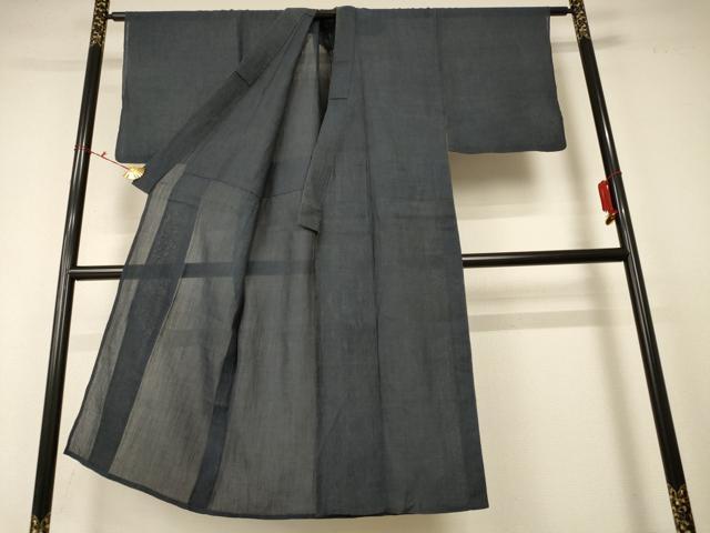 平和屋着物＊夏物 男性 小千谷ちぢみ 色無地 羊羹色 麻 逸品 AABC6928jd