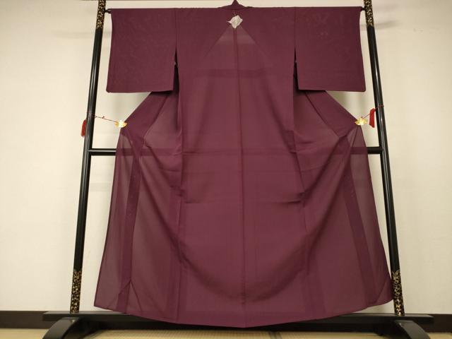 平和屋着物＊夏物 色無地 絽 紫鳶色 正絹 逸品 AABC6931jd