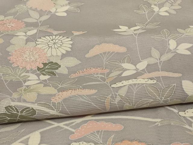 平和屋着物＊夏物 訪問着 絽 草花文 銀彩 正絹 逸品 AABC6933jd