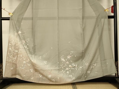 平和屋着物＊夏物　訪問着　絽　草花文　暈し染め　正絹　逸品　AABC6934jd
