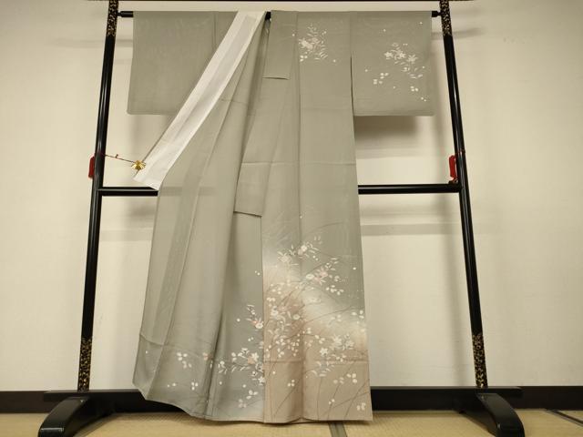 平和屋着物＊夏物　訪問着　絽　草花文　暈し染め　正絹　逸品　AABC6934jd