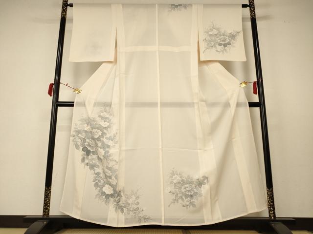 平和屋着物＊夏物 訪問着 絽 手描き 草花文 正絹 逸品 AABC6938jd