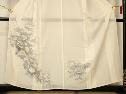 平和屋着物＊夏物 訪問着 絽 手描き 草花文 正絹 逸品 AABC6938jd