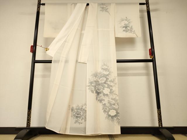平和屋着物＊夏物 訪問着 絽 手描き 草花文 正絹 逸品 AABC6938jd