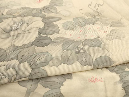 平和屋着物＊夏物 訪問着 絽 手描き 草花文 正絹 逸品 AABC6938jd