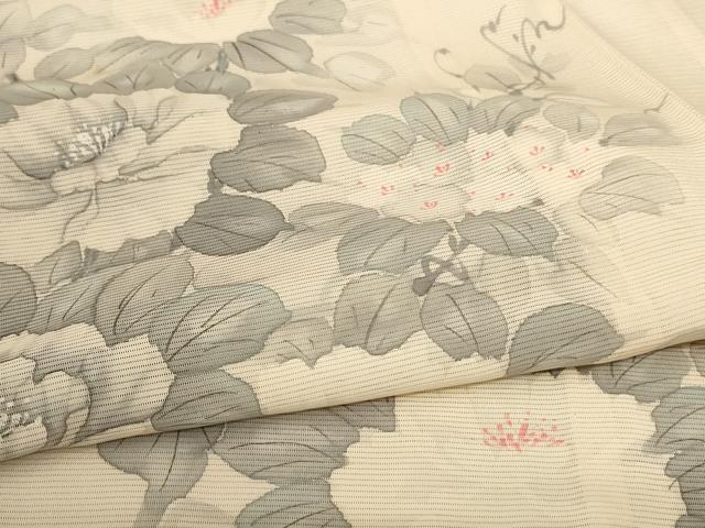 平和屋着物＊夏物 訪問着 絽 手描き 草花文 正絹 逸品 AABC6938jd