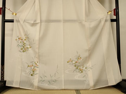 平和屋着物＊夏物 訪問着 絽 流水草花文 正絹 逸品 AABC6939jd