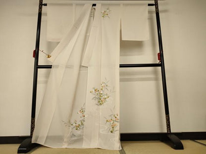 平和屋着物＊夏物 訪問着 絽 流水草花文 正絹 逸品 AABC6939jd