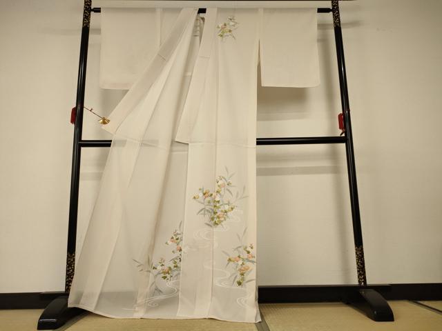 平和屋着物＊夏物 訪問着 絽 流水草花文 正絹 逸品 AABC6939jd