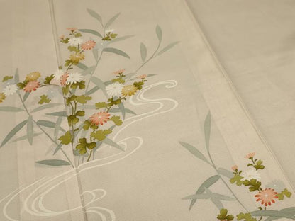 平和屋着物＊夏物 訪問着 絽 流水草花文 正絹 逸品 AABC6939jd