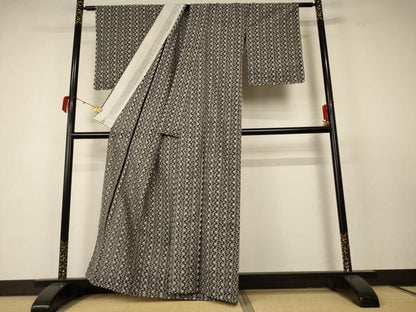 平和屋着物＊夏物 小紋 総レース 花 反端付き AABC6940jd