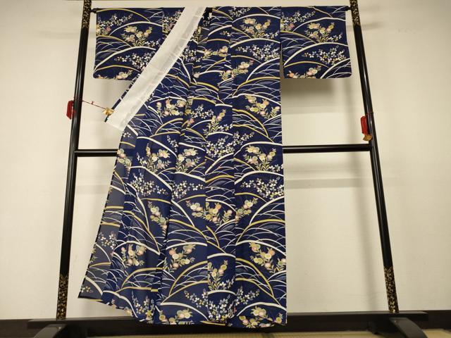 平和屋着物＊夏物 小紋 絽 草花文 正絹 逸品 AABC6943jd