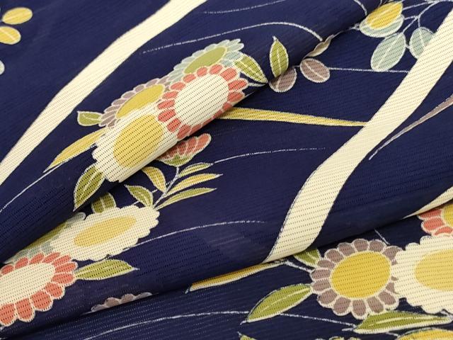 平和屋着物＊夏物 小紋 絽 草花文 正絹 逸品 AABC6943jd