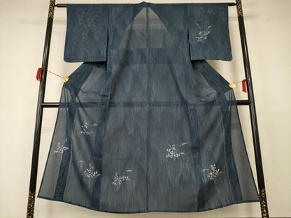 平和屋着物＊夏物 訪問着 絽 手描き 草葉文 正絹 逸品 未使用 AABC6945jd