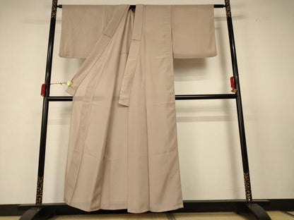 平和屋着物＊夏物　色無地　縦絽　薄香色　正絹　逸品　AABC6946jd